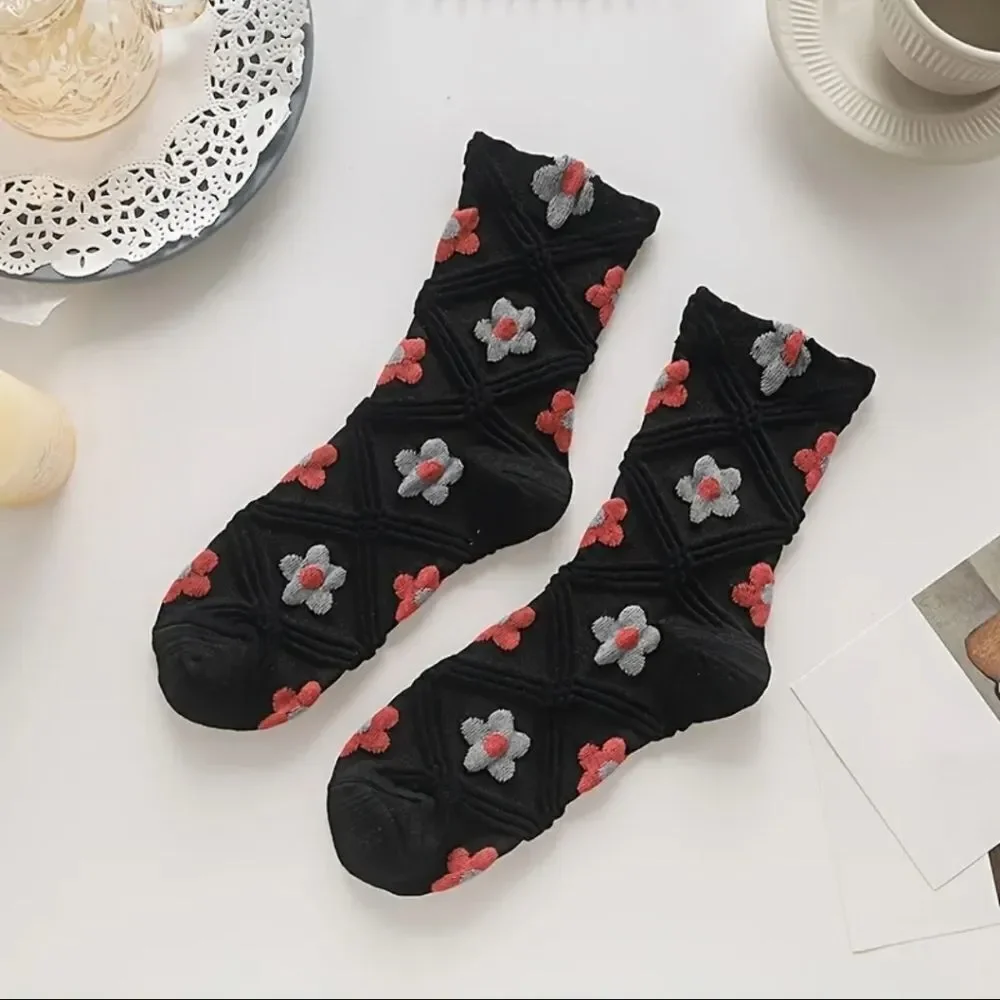 COTTAGECORE Floral Socks Capri Boho Socks